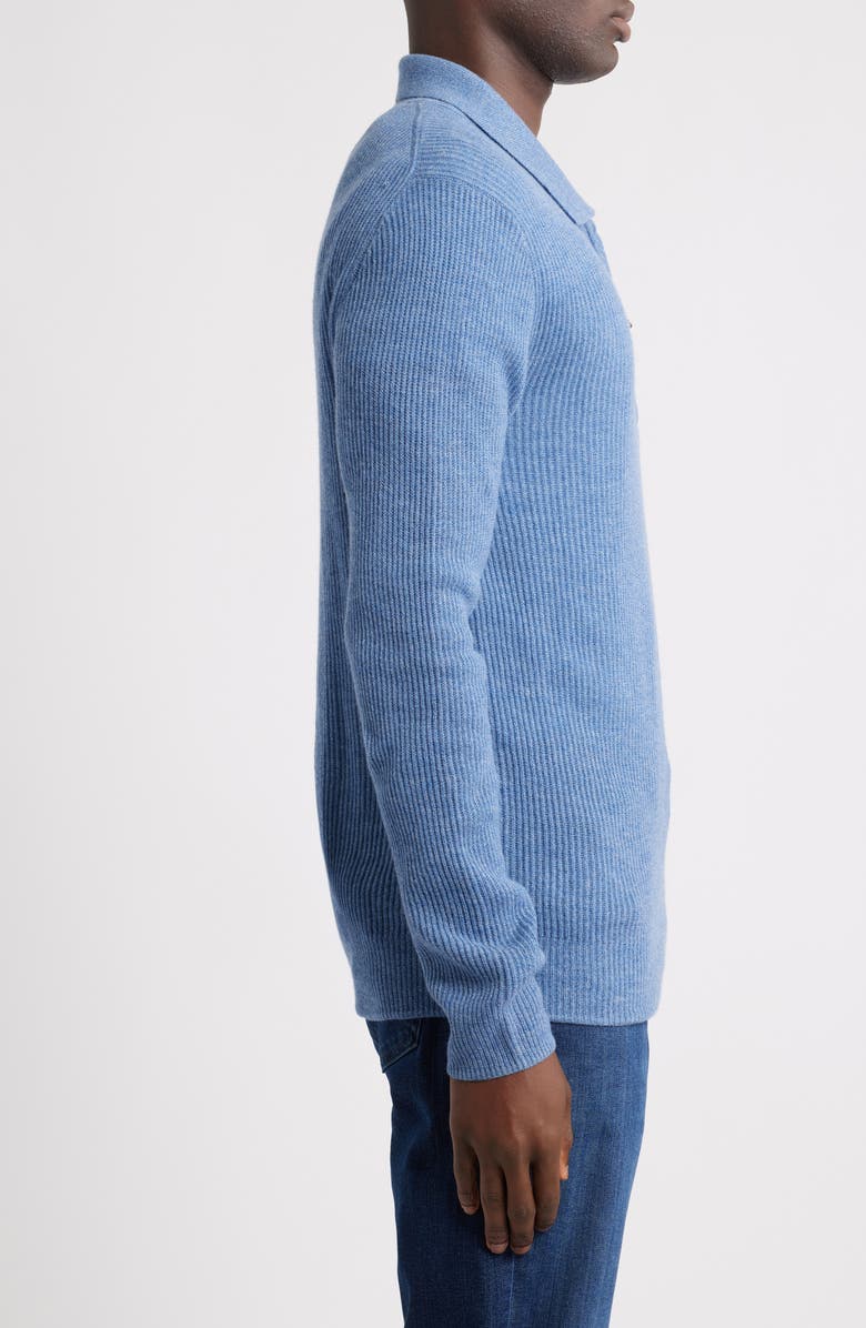 Rails Monty Ribbed Merino Wool Quarter Zip Polo Sweater, Alternate, color, Cerulean Melange