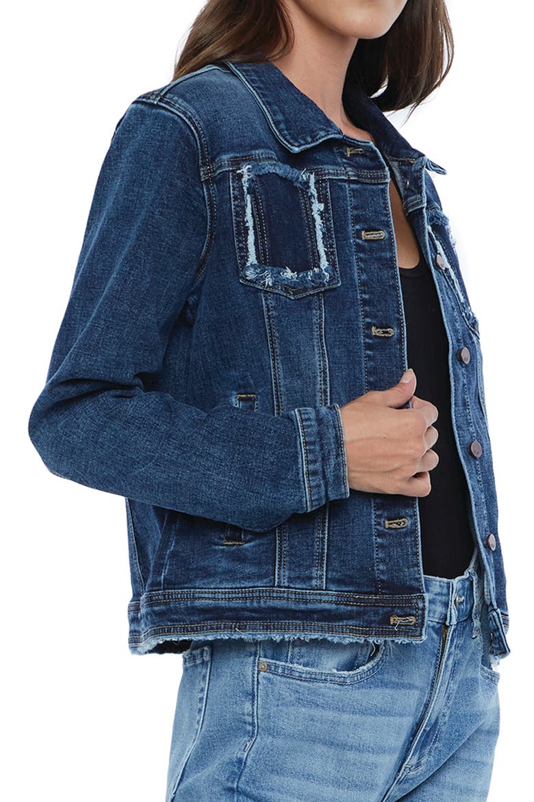 Sammy Frayed Denim Jacket, Alternate, color, ATLANTIC BLUE