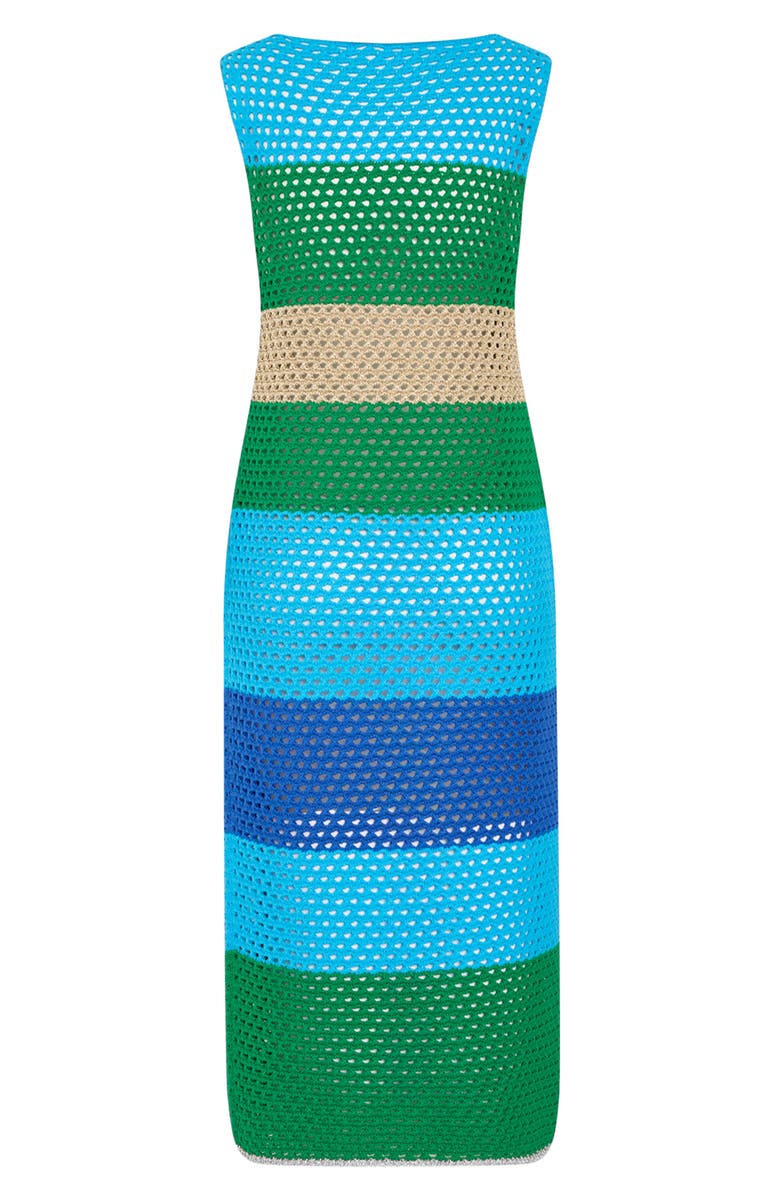 Milly Metallic Semisheer Open Stitch Cover-Up Dress, Alternate, color, Blue Green Multi
