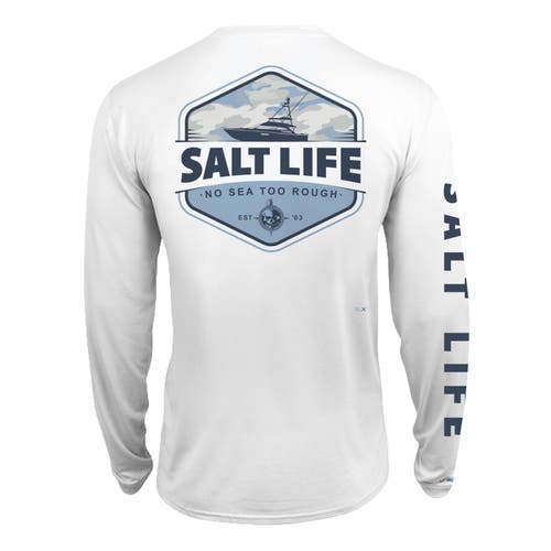 Salt Life Heavy Seas Performance Long Sleeve Tee In White