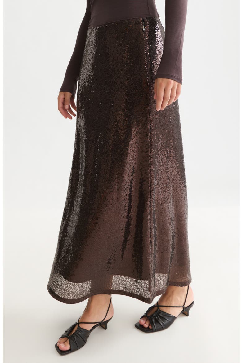 Sequins Maxi Skirt, Alternate, color, SHALE
