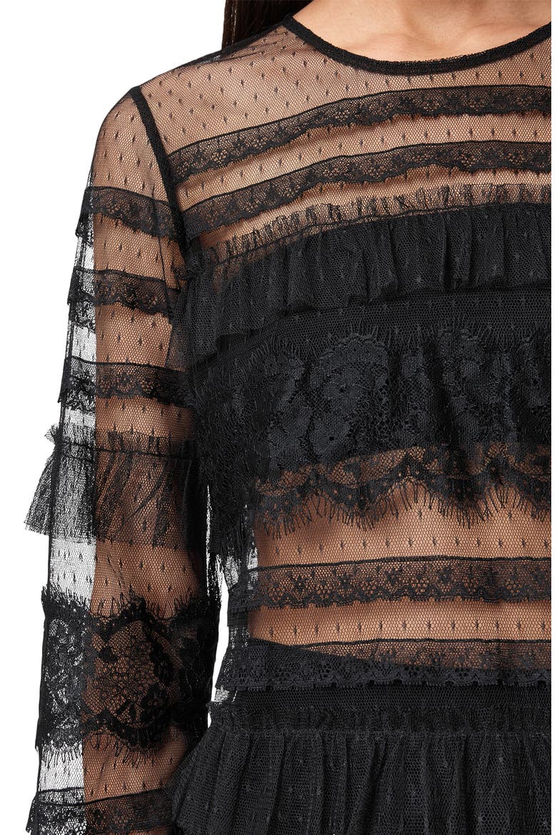 Arlea Ruffle Tulle Top, Alternate, color, BLACK