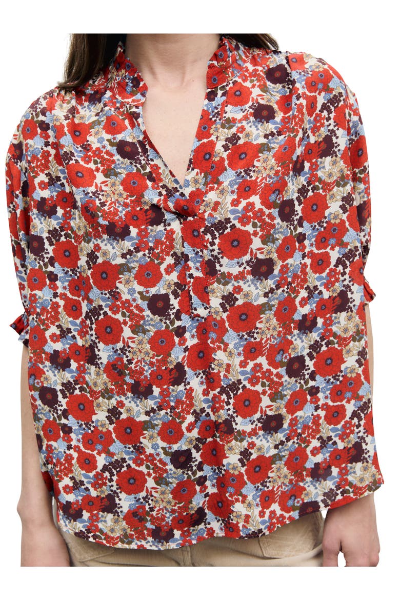 Liv Floral Printed Blouse, Alternate, color, Ecru