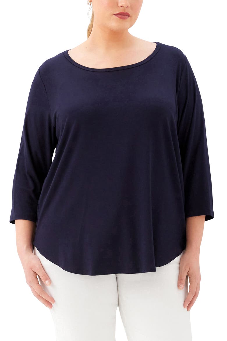 Jersey Shirttail Top, Main, color, NAVY