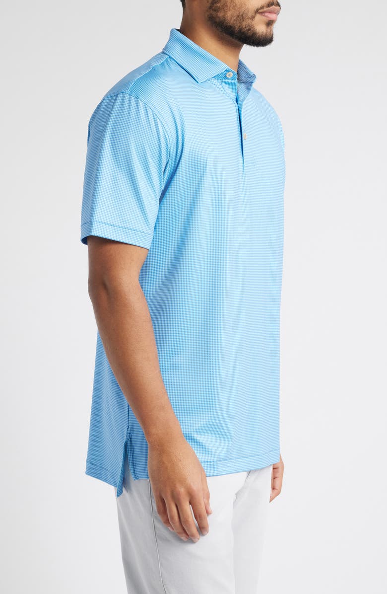 Peter Millar Gingham Microcheck Performance Jersey Polo, Alternate, color, Blue Sea