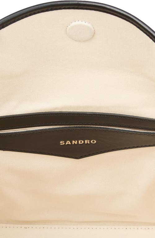 Sandro Canvas-leather Tangoso Bucket Bag In Ecru/black