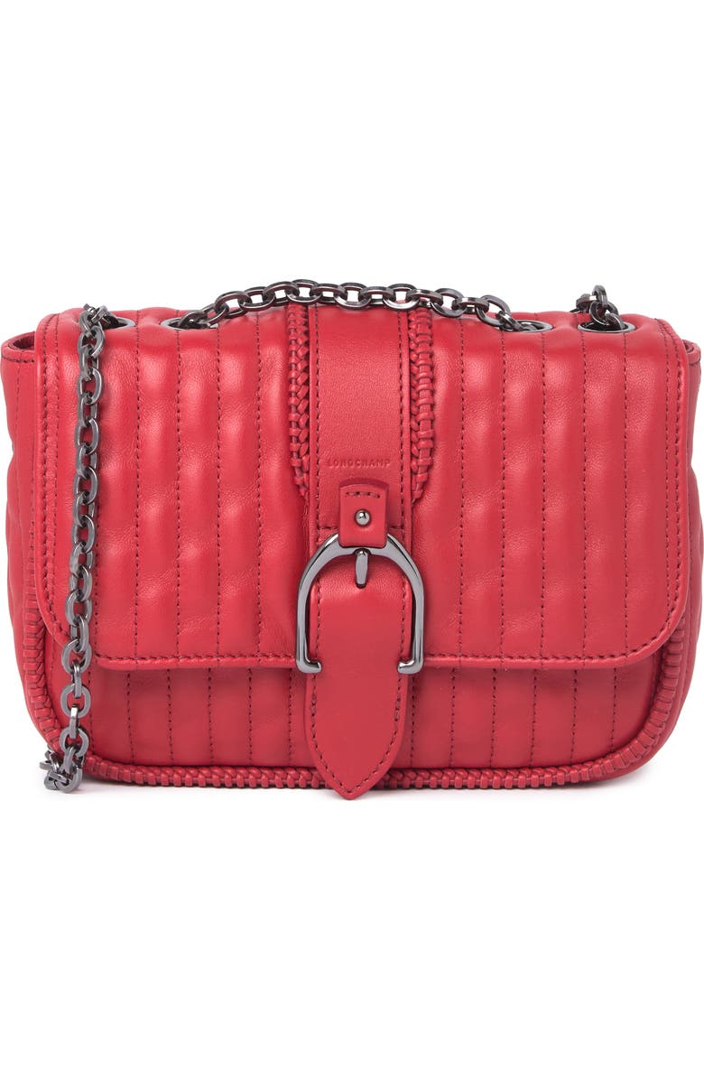 Longchamp Quilted Chain Strap Shoulder Bag, Main, color, Red