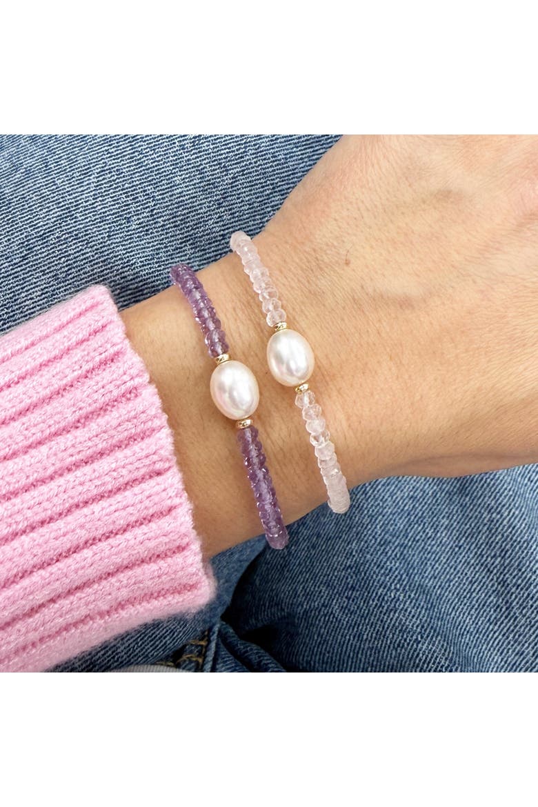Rose Quartz Bead Pearl Bracelet, Alternate, color, Rose Quartz