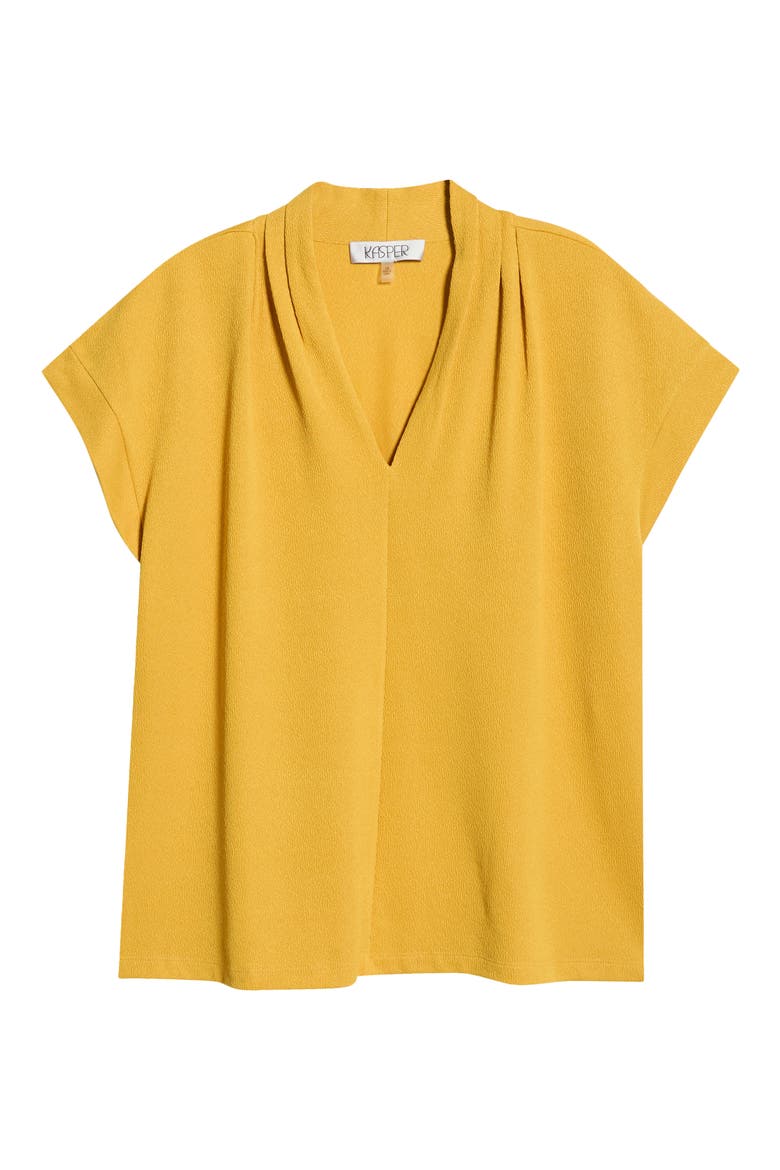 V-Neck Stretch Crepe Top, Alternate, color, BUTTERSCOTCH