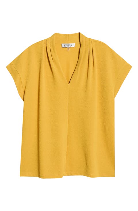 V-Neck Stretch Crepe Top (Plus)