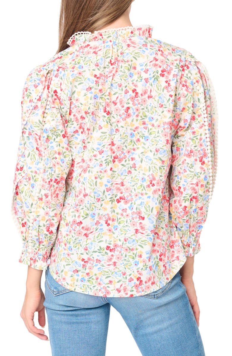 GIBSONLOOK Aria Floral Lantern Sleeve Poplin Top, Alternate, color, 