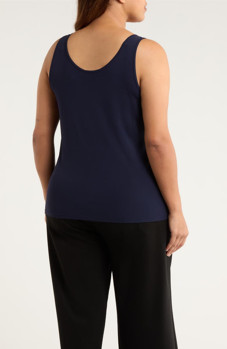 Eileen Fisher Slim Fit Scoop Neck Silk Tank, Alternate, color, Ink