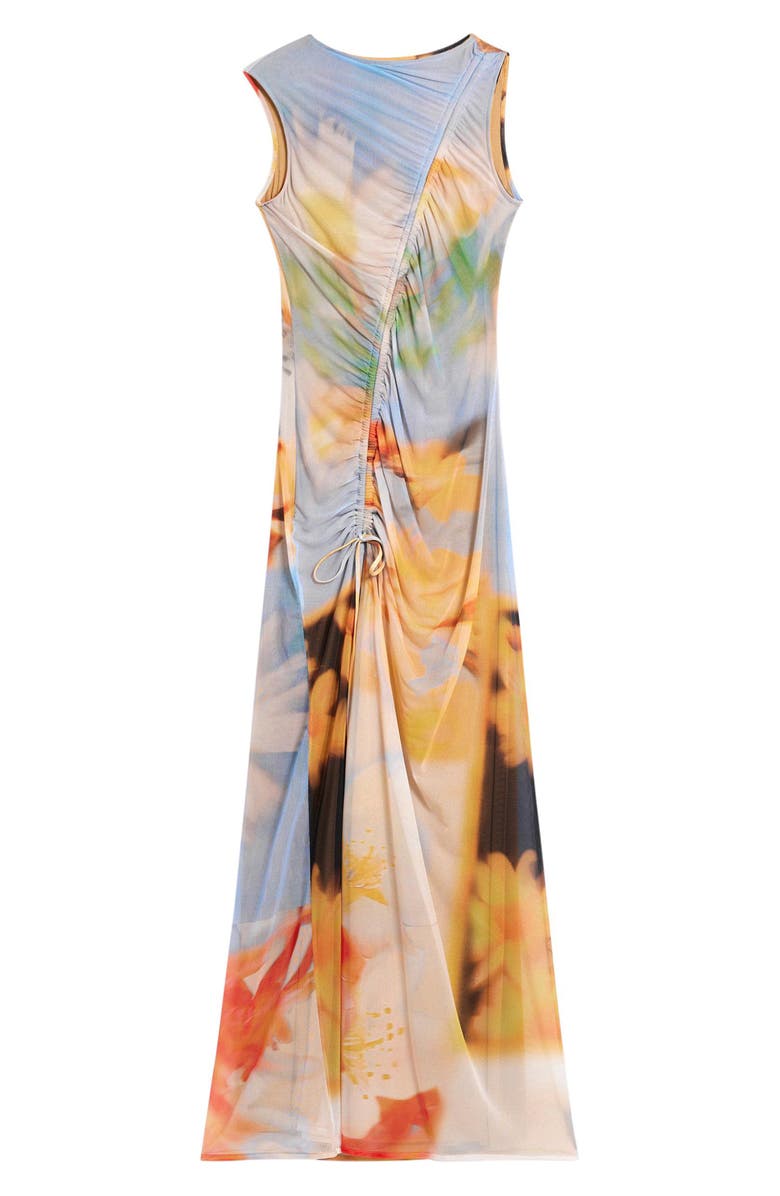 Desigual Abstract Print Ruched Midi Dress, Alternate, color, Yellow Multi