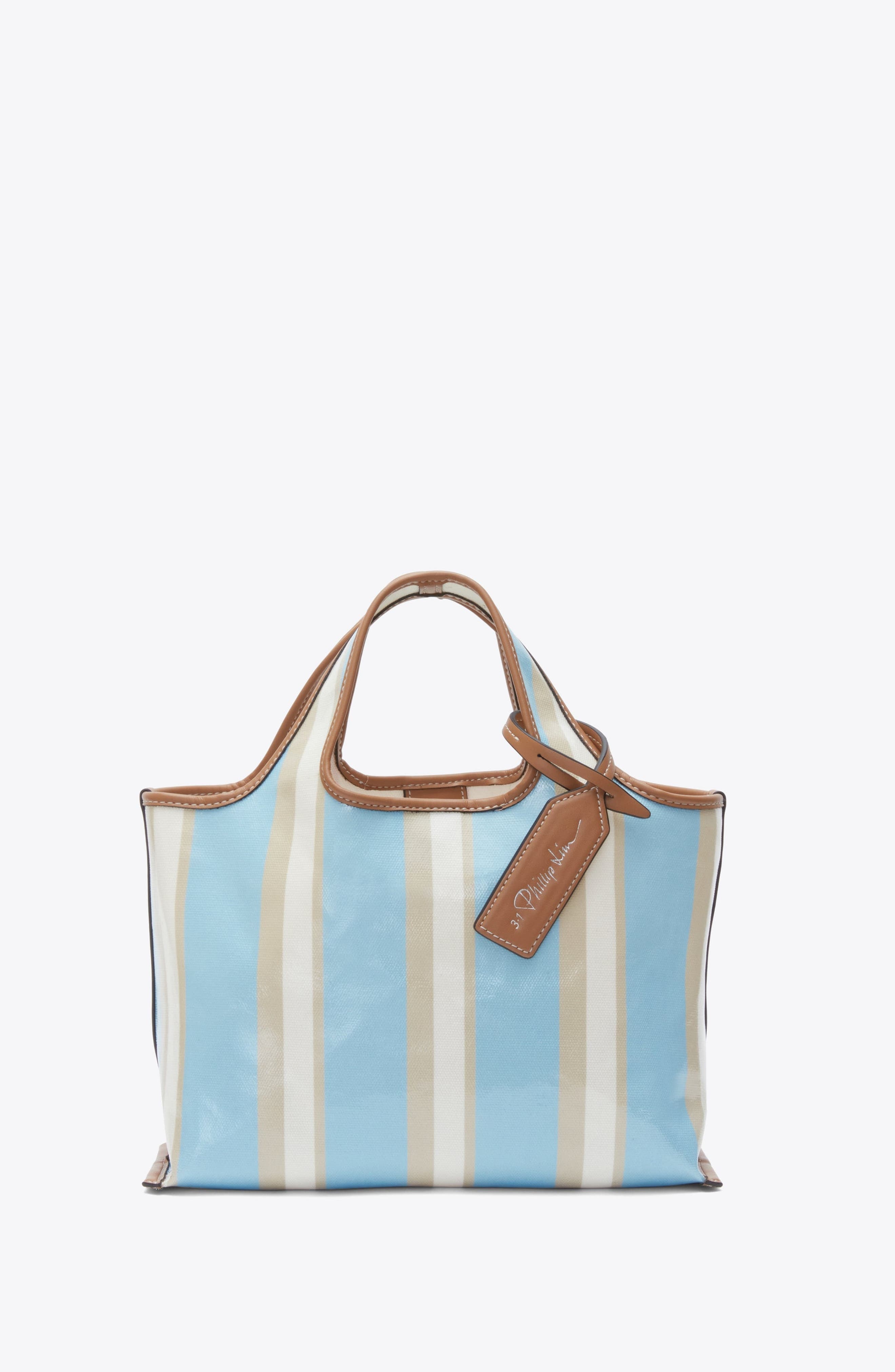 3.1 Phillip Lim Dual Stripe Mini Market Tote, Main, color, Blue-Pink Multi
