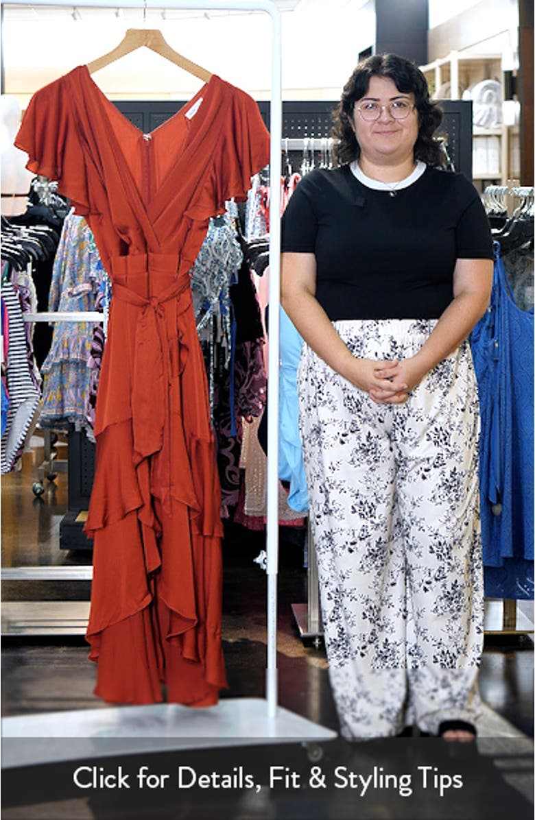 Jen Ruffle Faux Wrap Satin Dress, sales video thumbnail