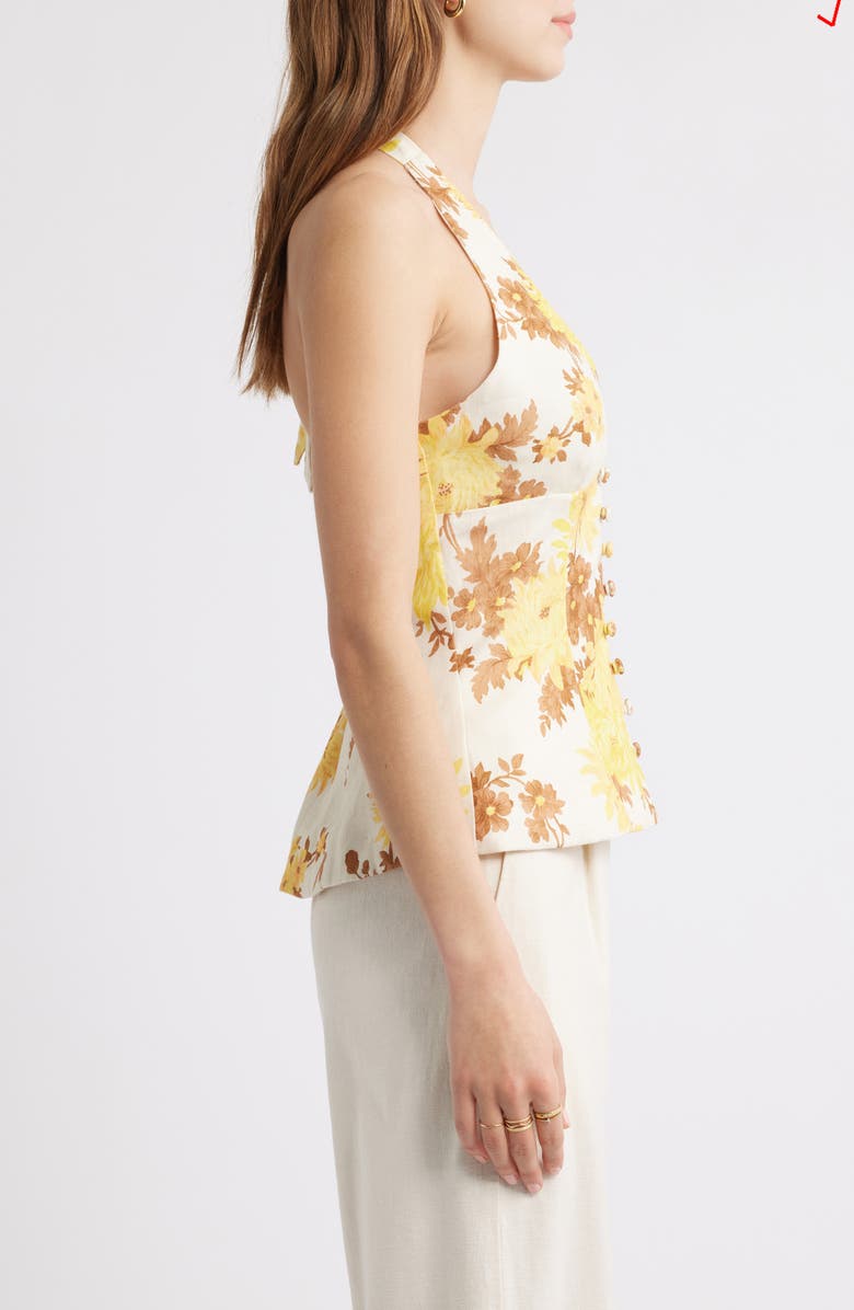 Faithfull the Brand Marie Linen Halter Top, Alternate, color, Midsummer Floral