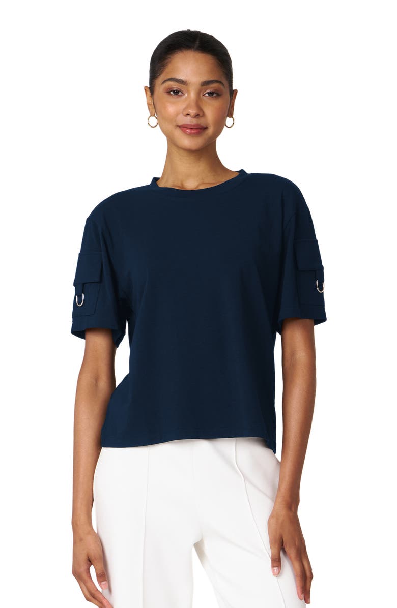 Rebody Active Cargo Short Sleeve Top, Main, color, Navy