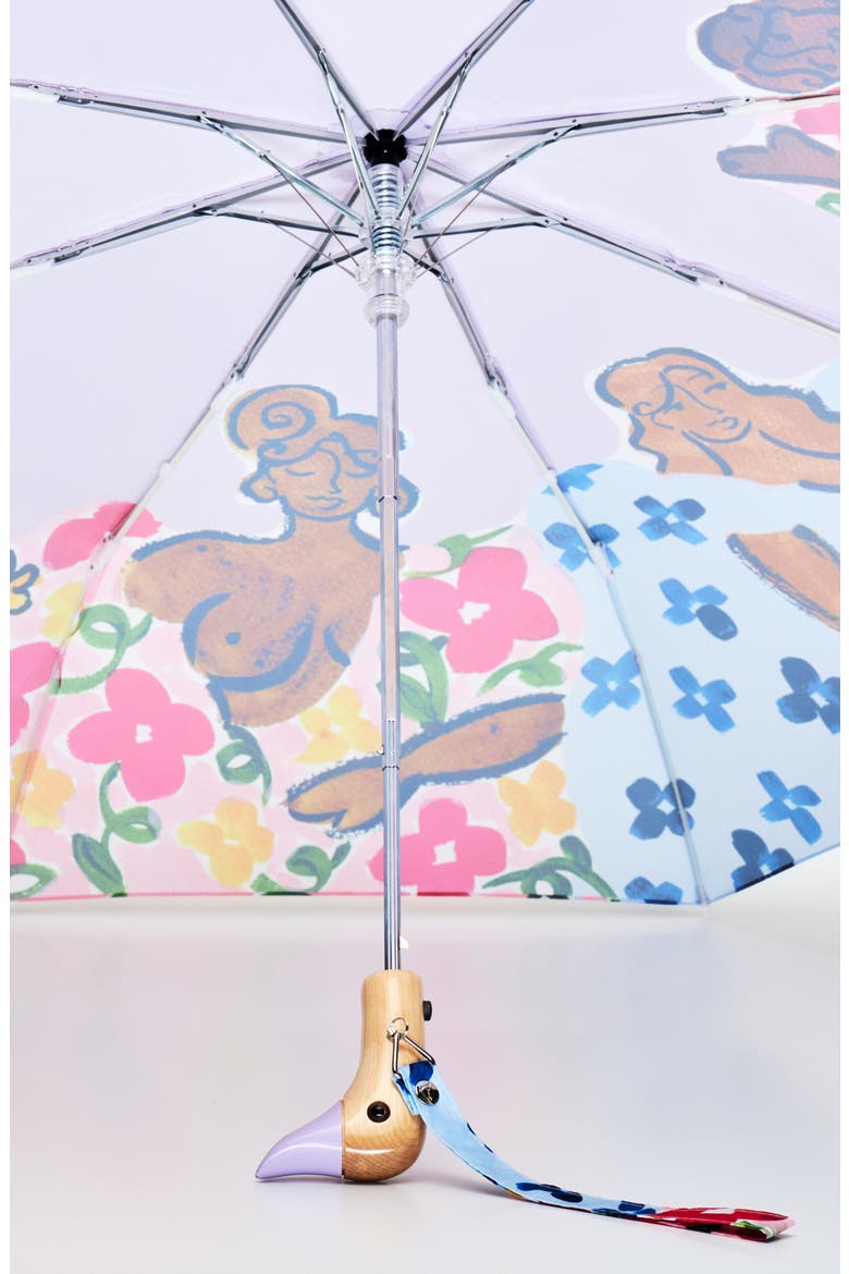 Eco-Friendly Compact Duck Umbrella, Alternate, color, Heaven's Garden