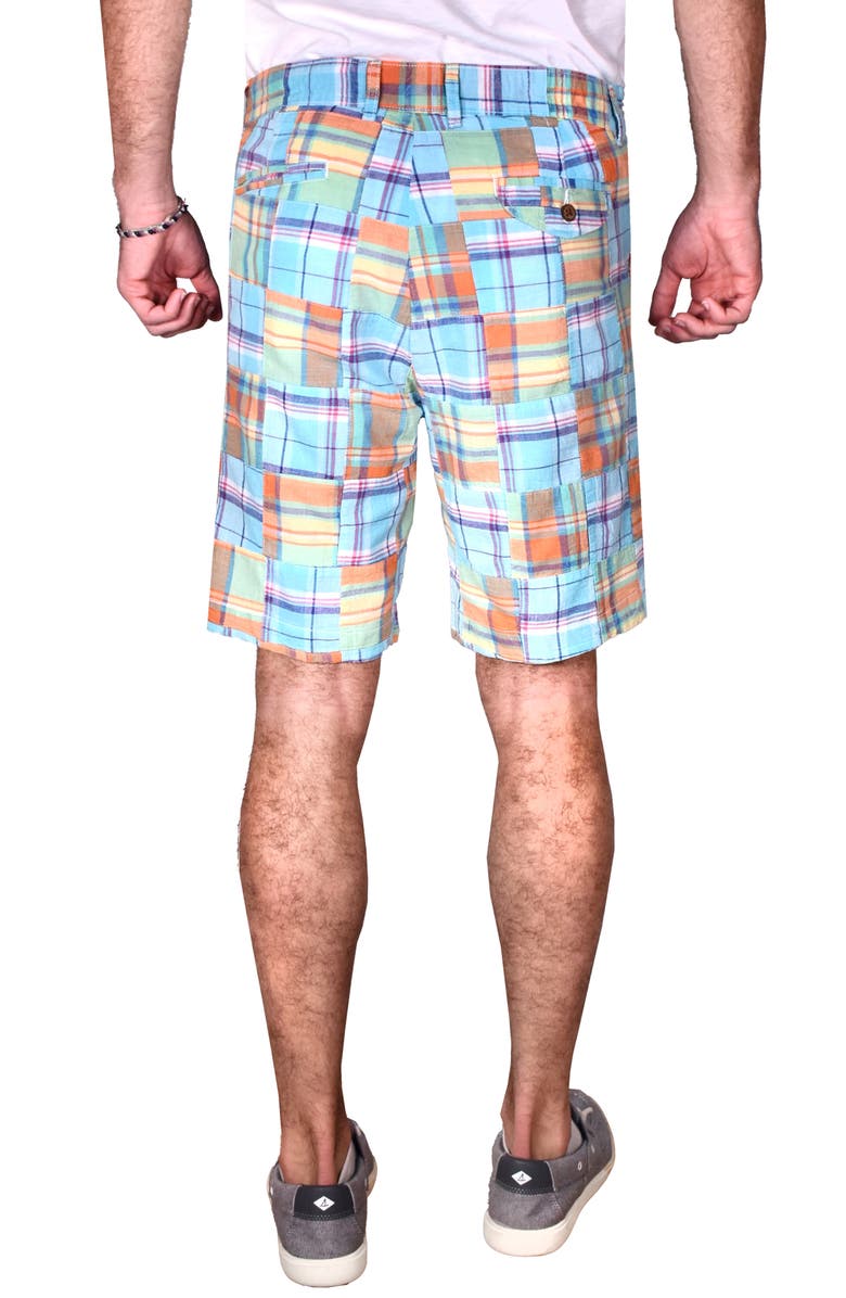 Vintage 1946 Acid Wash Patch Madras Shorts, Alternate, color, Sky Blue