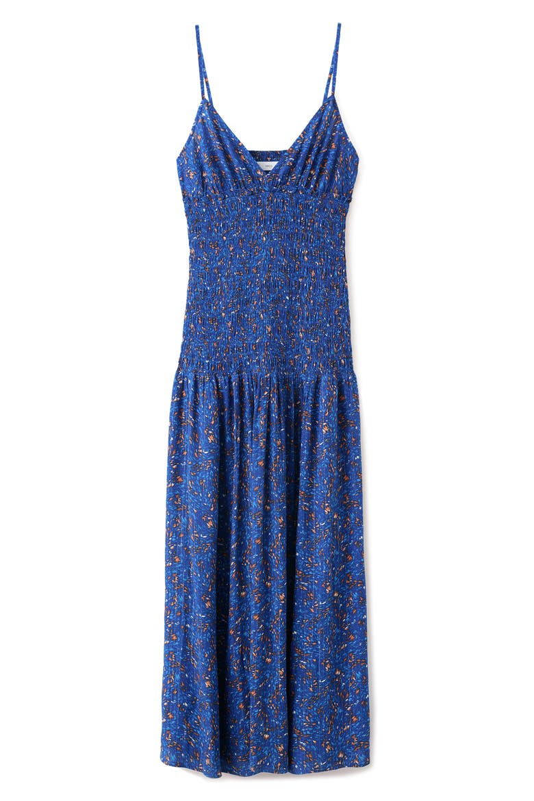 Printed Smocked Dress, Main, color, NAVY