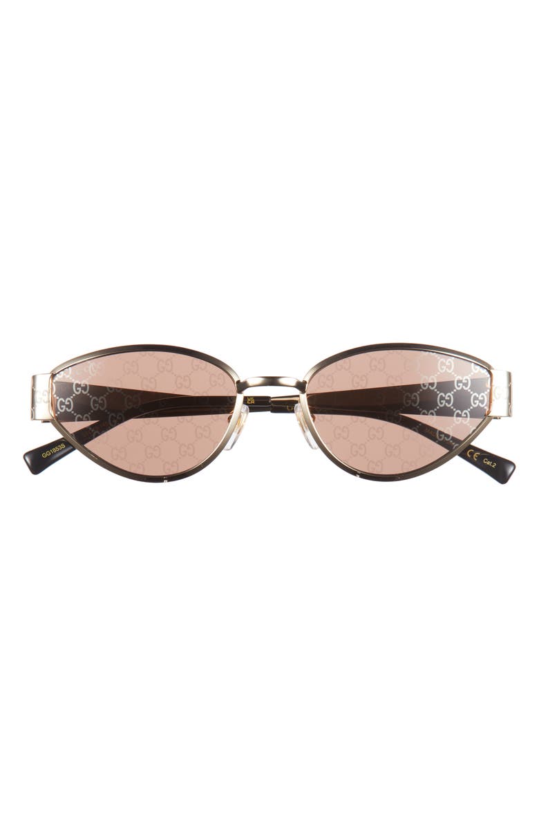 Gucci 55mm Oval Sunglasses, Main, color, Gold