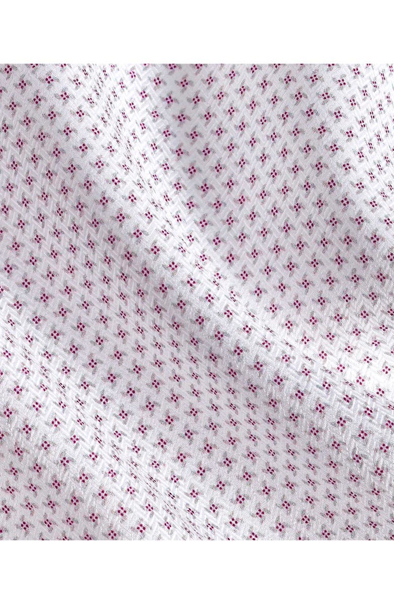 David Donahue Trim Fit Micro Geometric Cotton Dress Shirt, Alternate, color, Merlot/ Multi