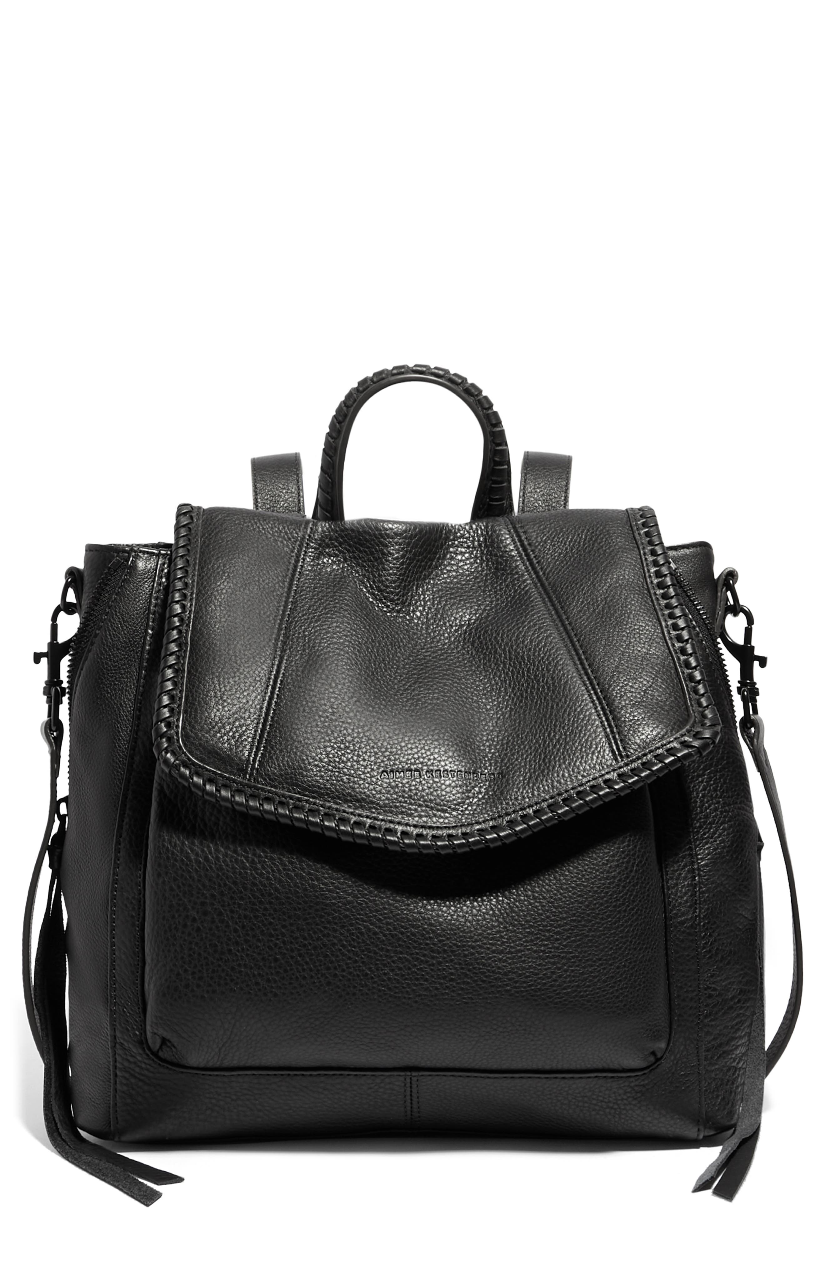 AIMEE All for Love Convertible Leather Backpack, Main, color, Black W/ Black