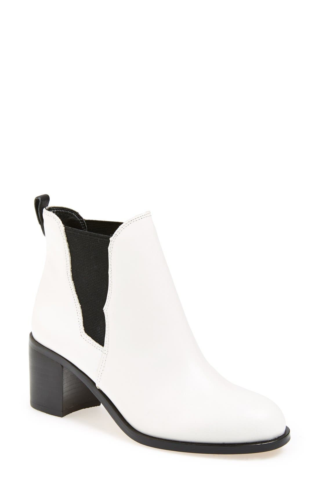 'Justin' Leather Bootie, Main, color, SNOW WHITE LEATHER