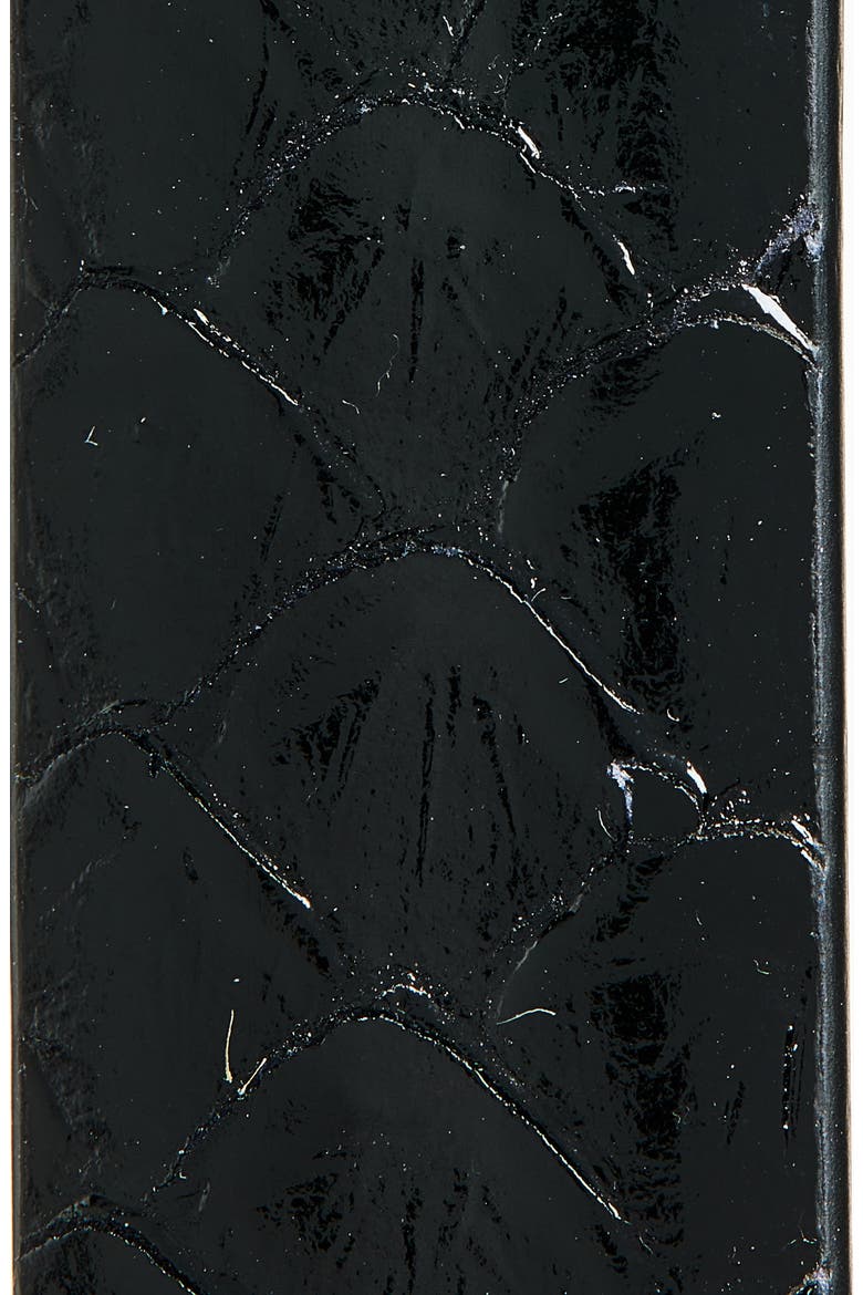 Skinny Python Embossed Leather Belt, Alternate, color, BLACK