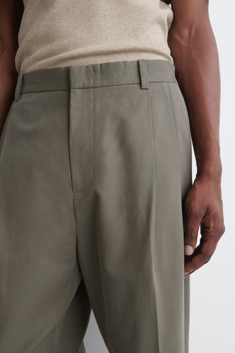 Pleated Relaxed-Fit Tapered Pants, Alternate, color, KHAKI