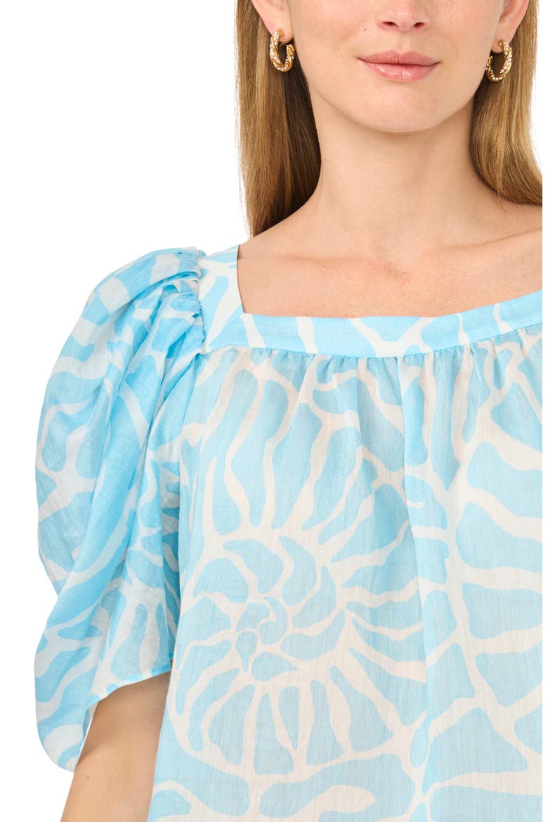 Puff Sleeve Top, Alternate, color, COOL WATERS