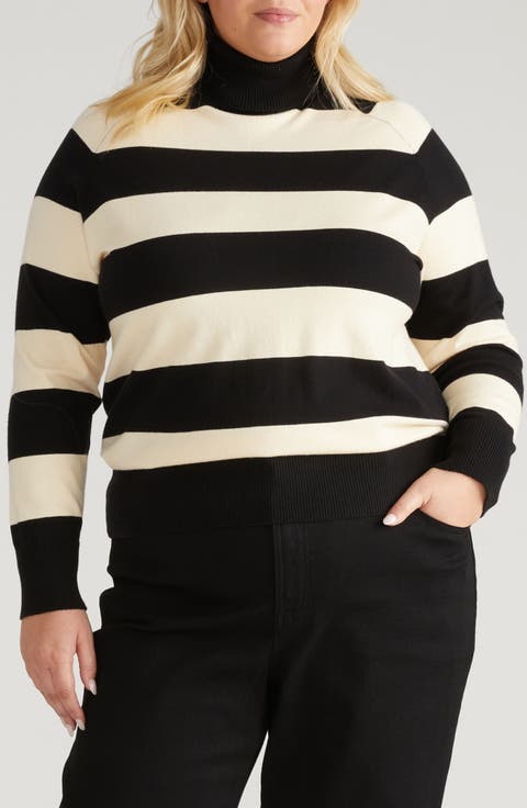 Renee Raglan Sleeve Turtleneck Sweater (Plus)