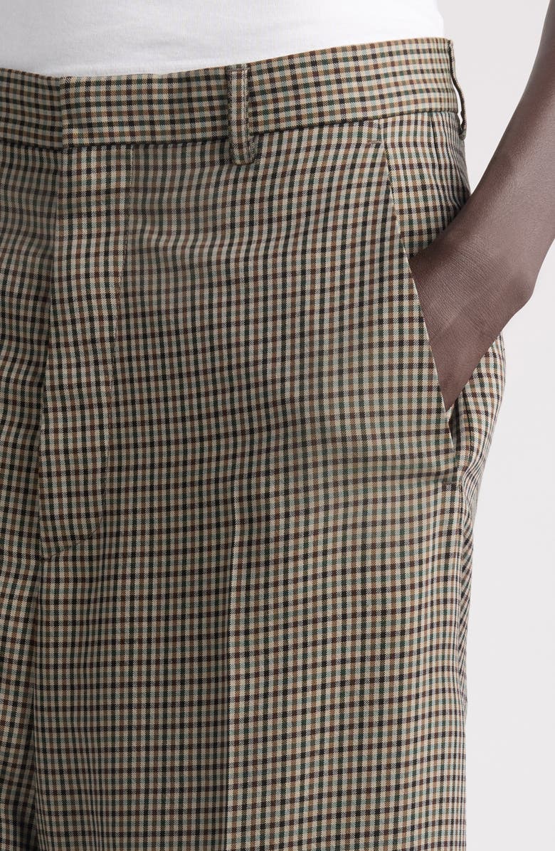 Balenciaga Check Wide Leg Pants, Alternate, color, 2866 Khaki/ Brown