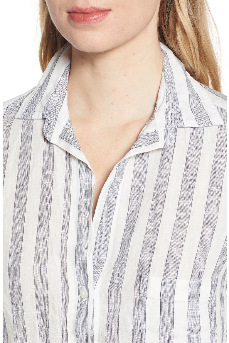 The Hero Stripe Tumbled Linen Shirt, Alternate, color, SORAYA NAVY STRIPE