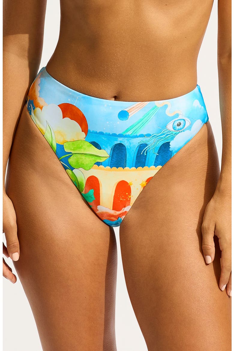 High Waist Bikini Bottoms, Main, color, TURQUOISE