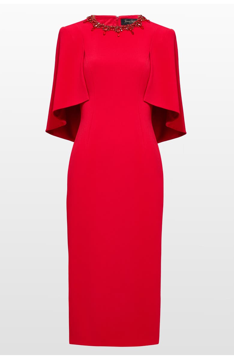 Jenny Packham Ursa Embellished-Neck Midi Dress, Main, color, Chilli Red