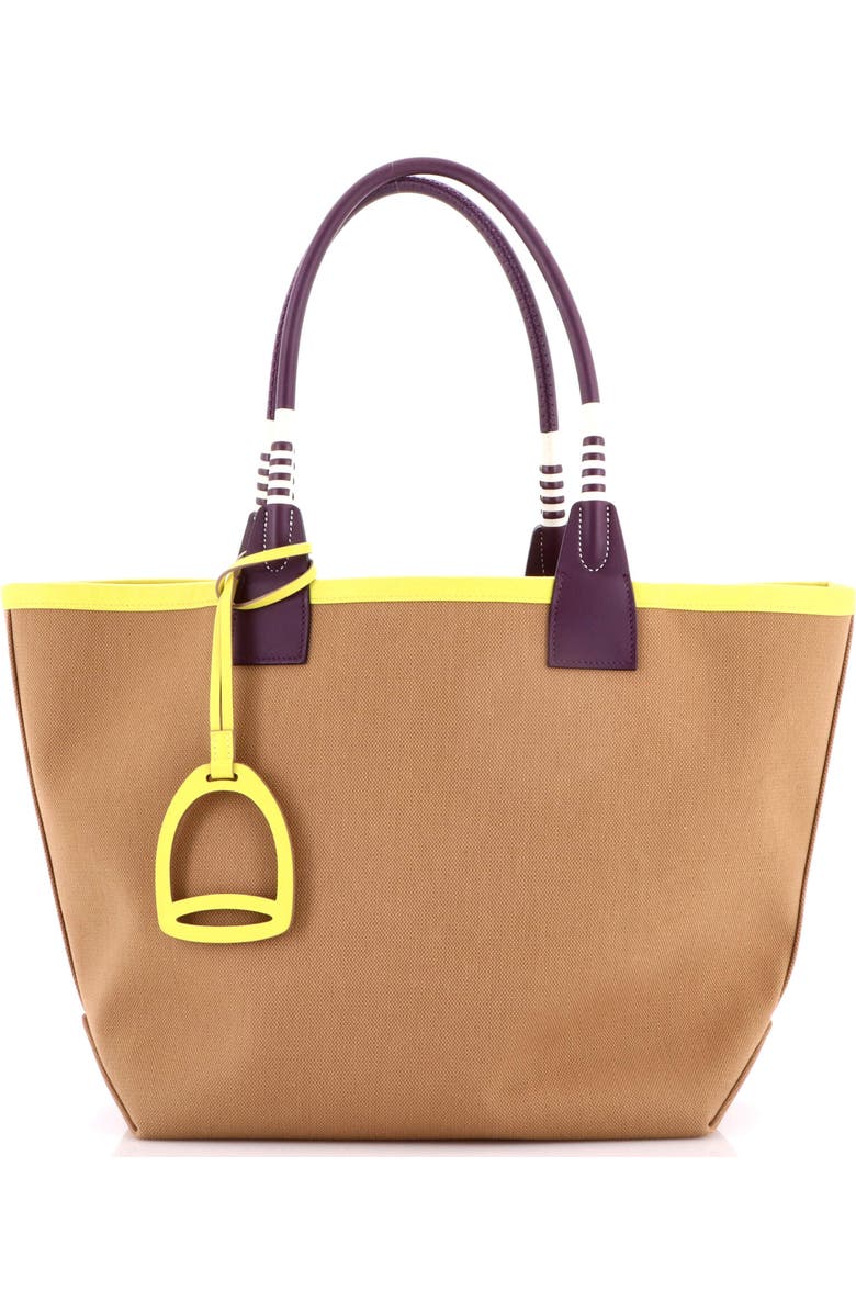 Pre-Owned Hermes Sac Steeple Tote Toile with Leather 28, Main, color, Chai