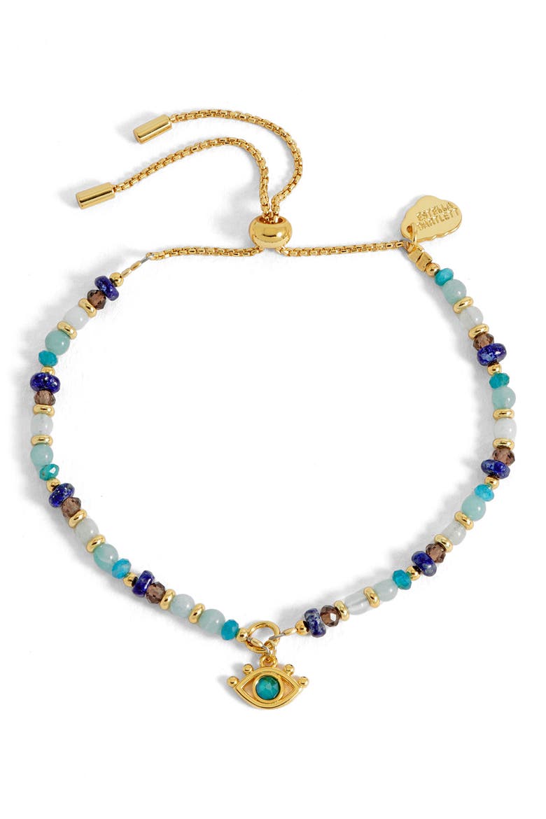 Evil Eye Faceted Stone Charm Bracelet, Alternate, color, GOLD PLATED
