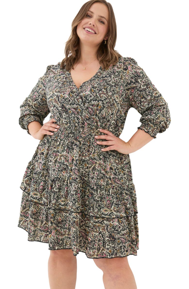 FatFace Women's Plus Size Amba Wild Paisley Jersey Dress, Main, color, 