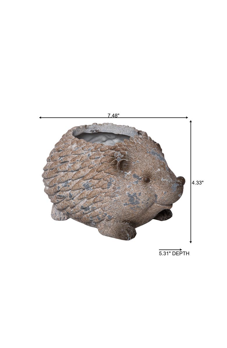Transpac Resin Hedgehog Planter Multicolored for Spring Garden Decor, Alternate, color, Brown
