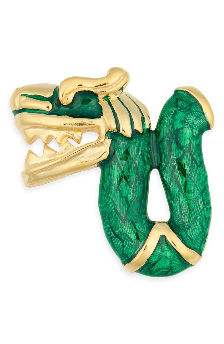 Kenneth Jay Lane Dragon Pin, Main, color, Gold
