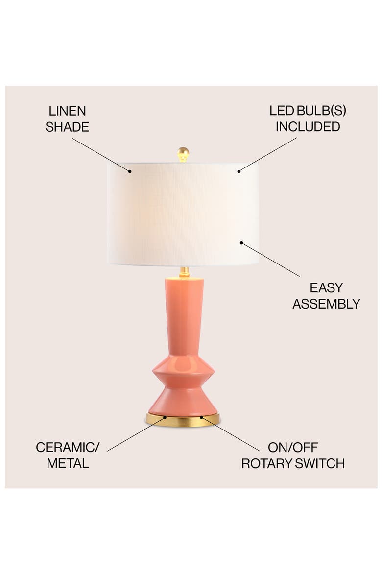 Ziggy Ceramic/Iron Contemporary Glam LED Table Lamp, Alternate, color, Coral/Brass Gold