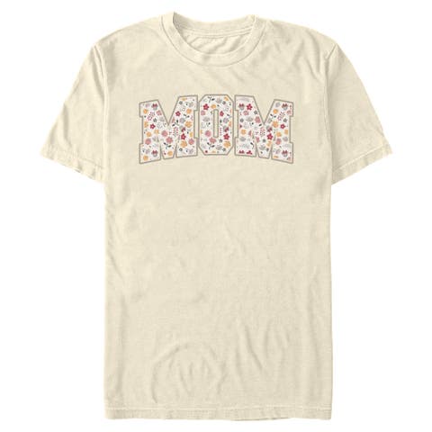 Men's Mom Collegiate Flower Print Short Sleeve Graphic T-shirt