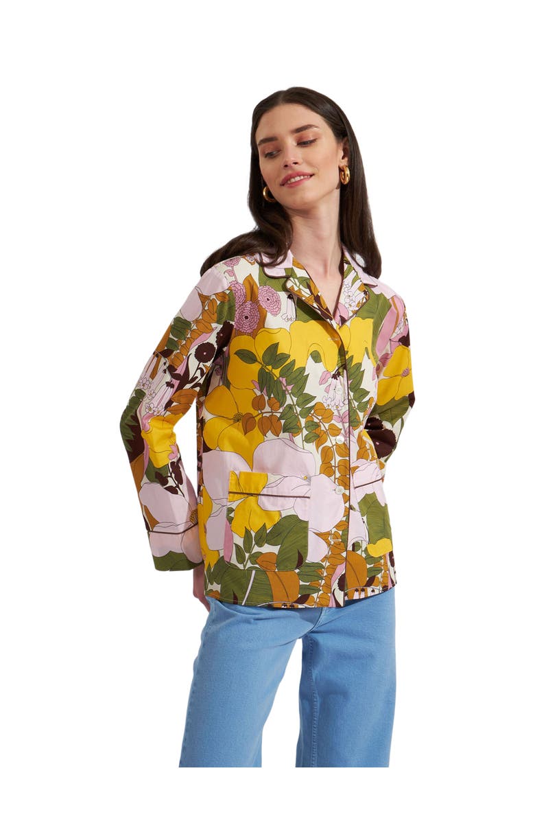 La DoubleJ Pajama Shirt Big Flower Rose Pink, Main, color, 