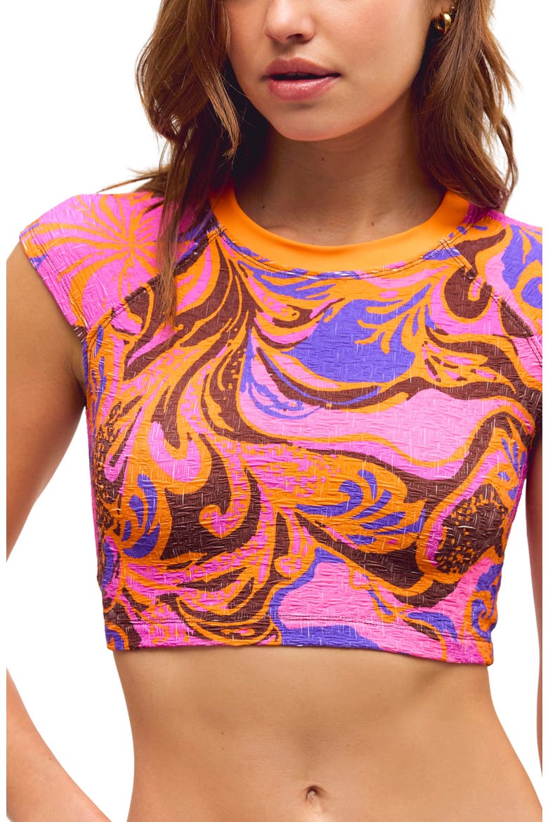 Sonny Jacquard Crop Cover-Up T-Shirt, Alternate, color, PETAL TRIP