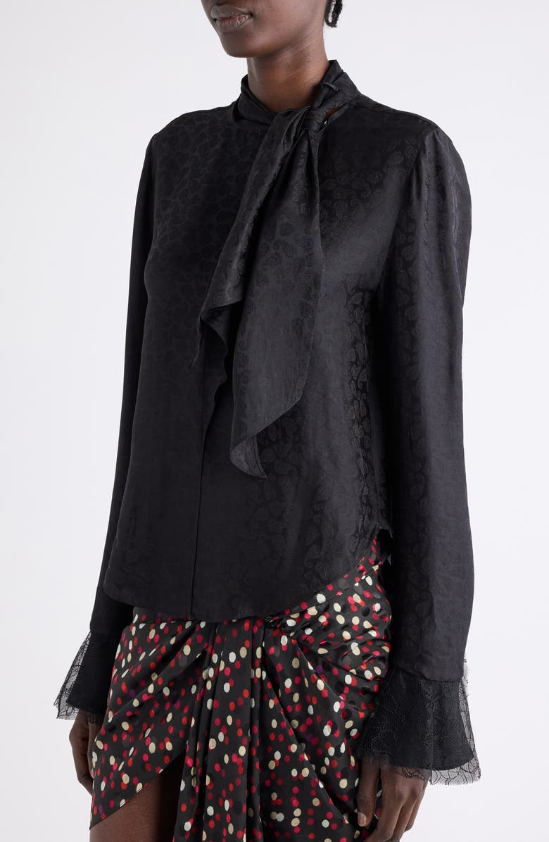 Isabel Marant Raphaella Paisley Tie Neck Top, Alternate, color, Black