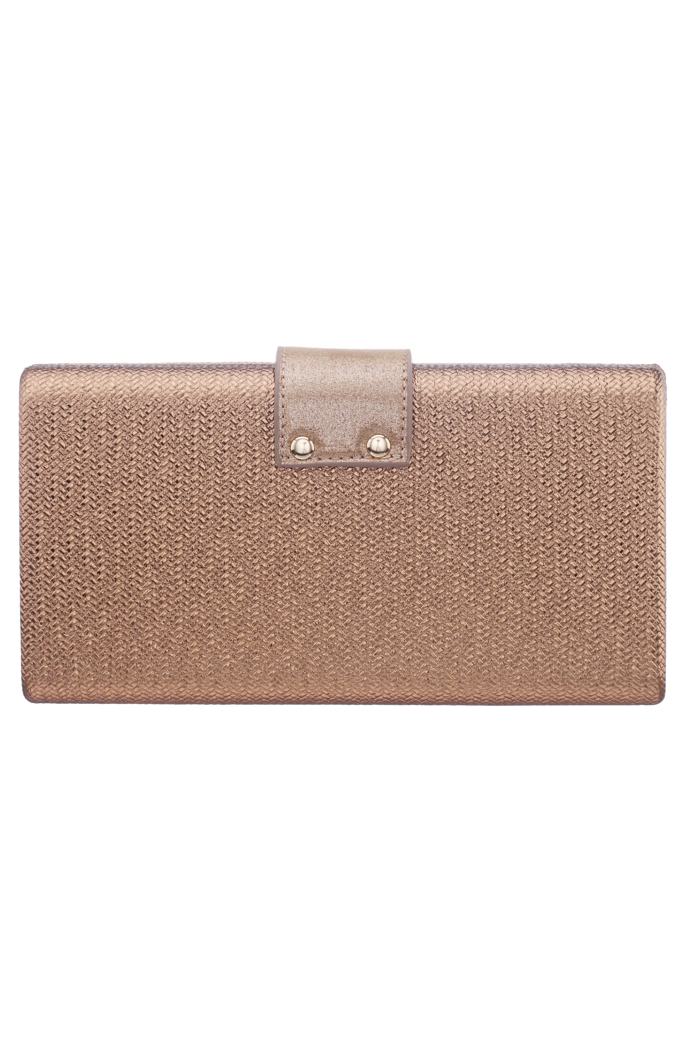 Presly Faux Leather Clutch, Alternate, color, BRONZE