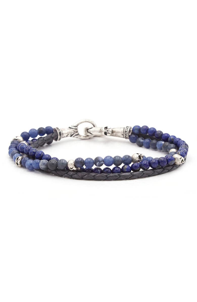 John Varvatos Mutistrand Skull Bracelet, Main, color, Blue