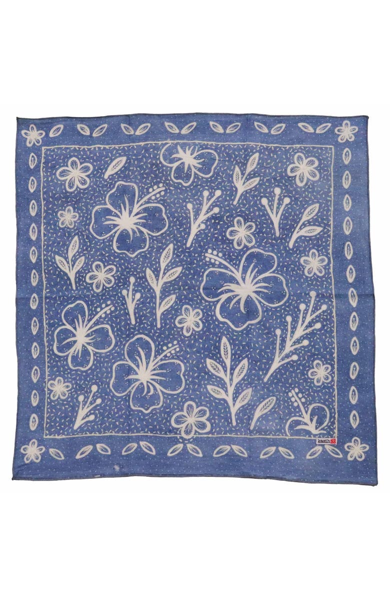 Kasih Co-op Fully Hand Drawn Painted Indigo Natural Dye Batik Bandana, Alternate, color, Hibiscus Indigo