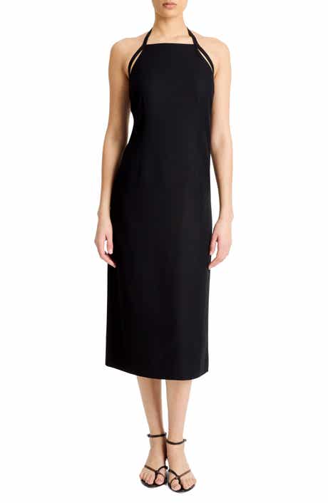 Vince Halter Neck Apron Midi Dress